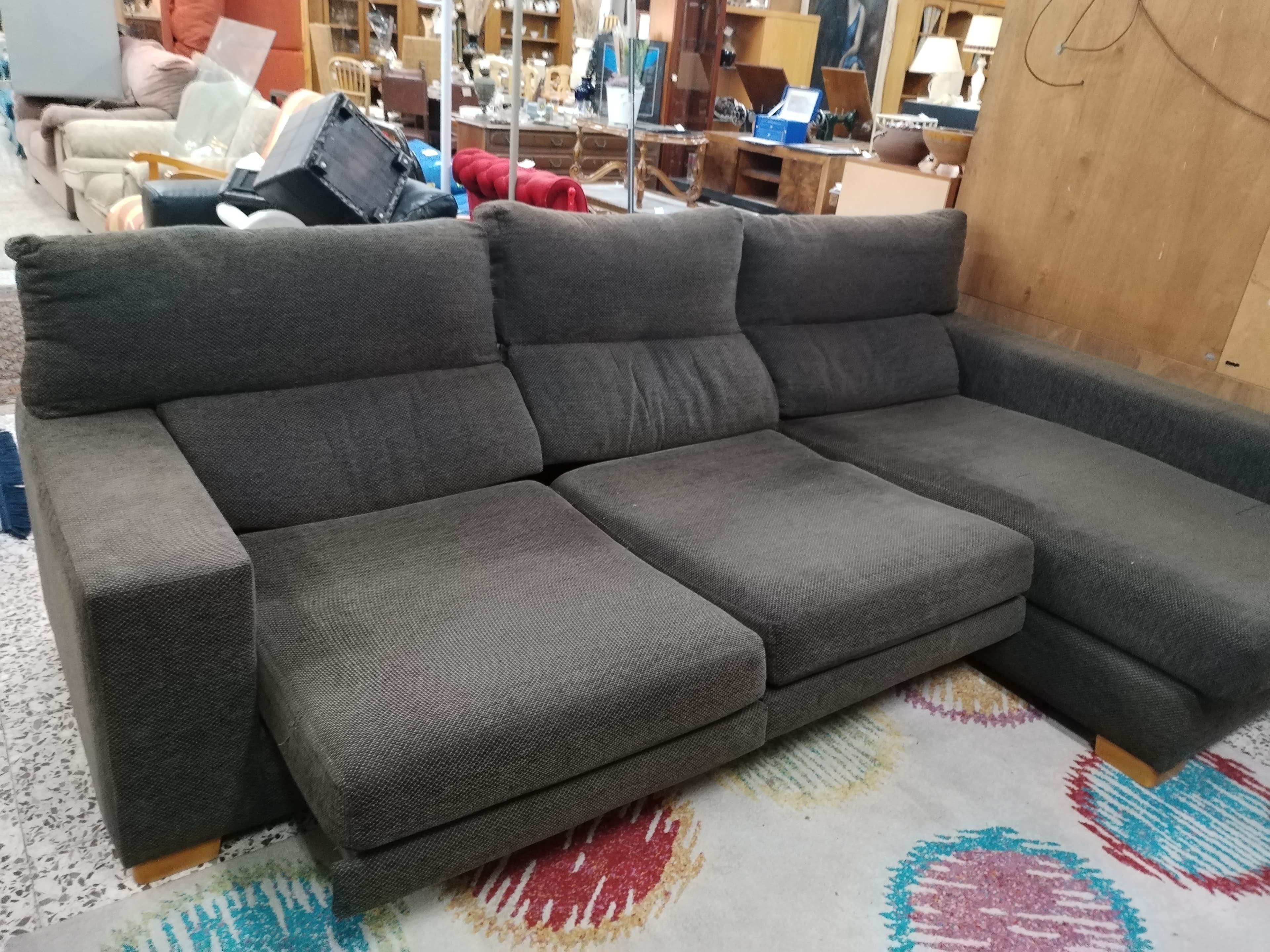 Sofá Chaise Longue en Tela Gris - imagen 4