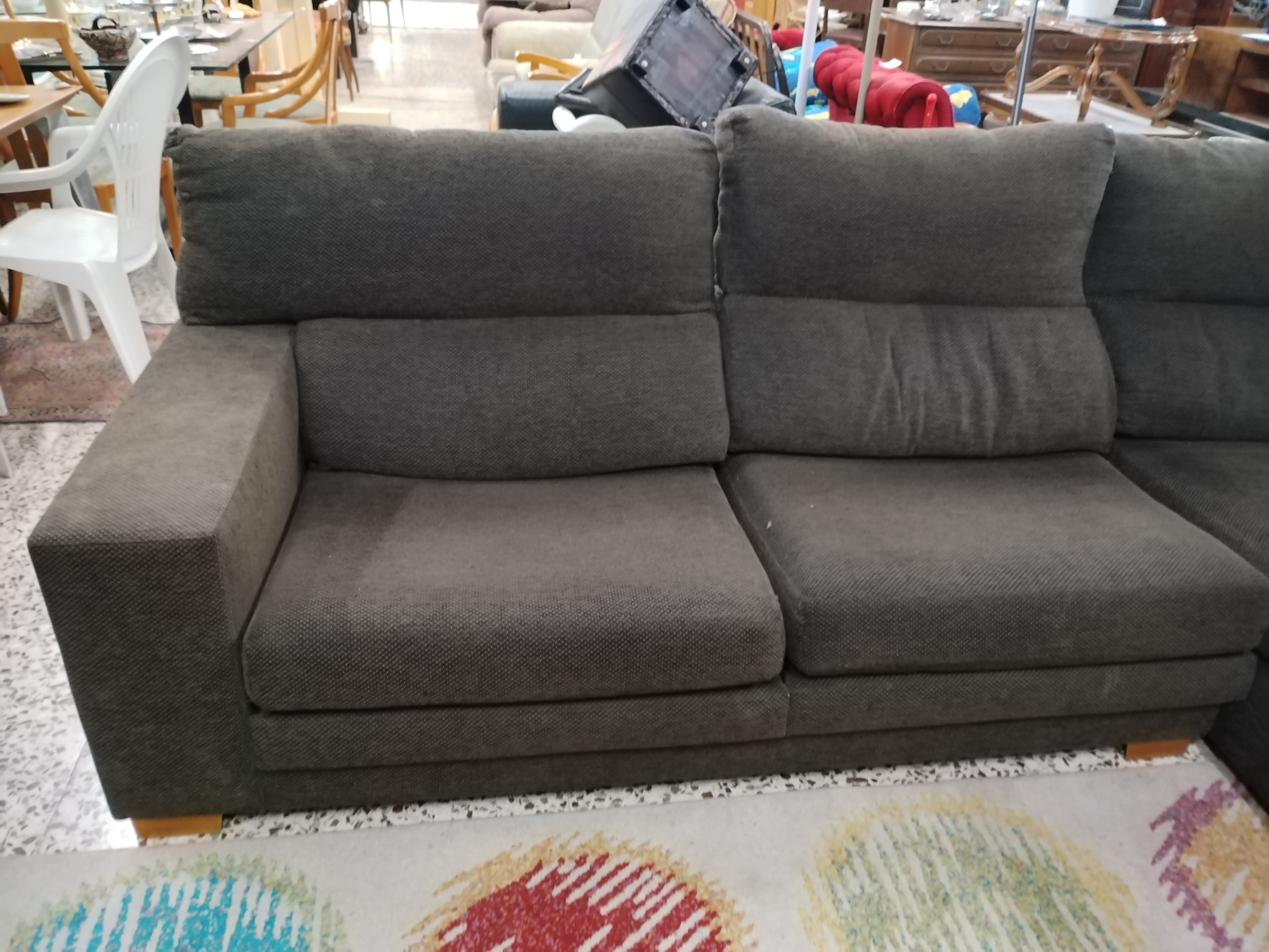 Sofá Chaise Longue en Tela Gris