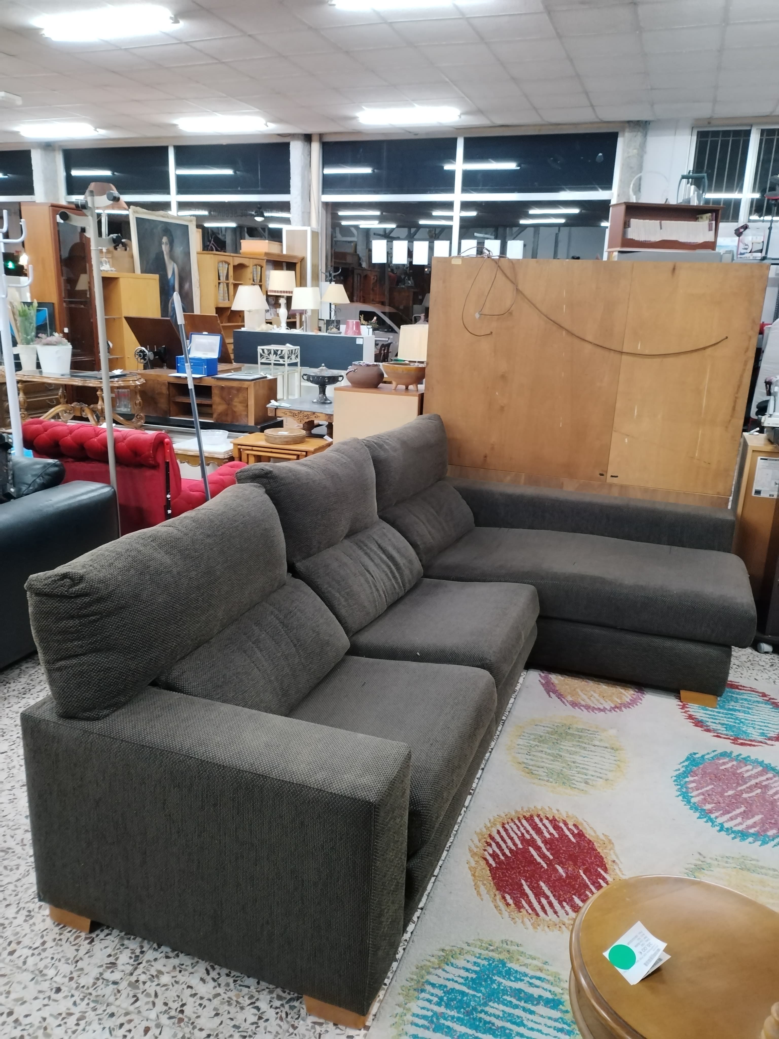 Sofá Chaise Longue en Tela Gris